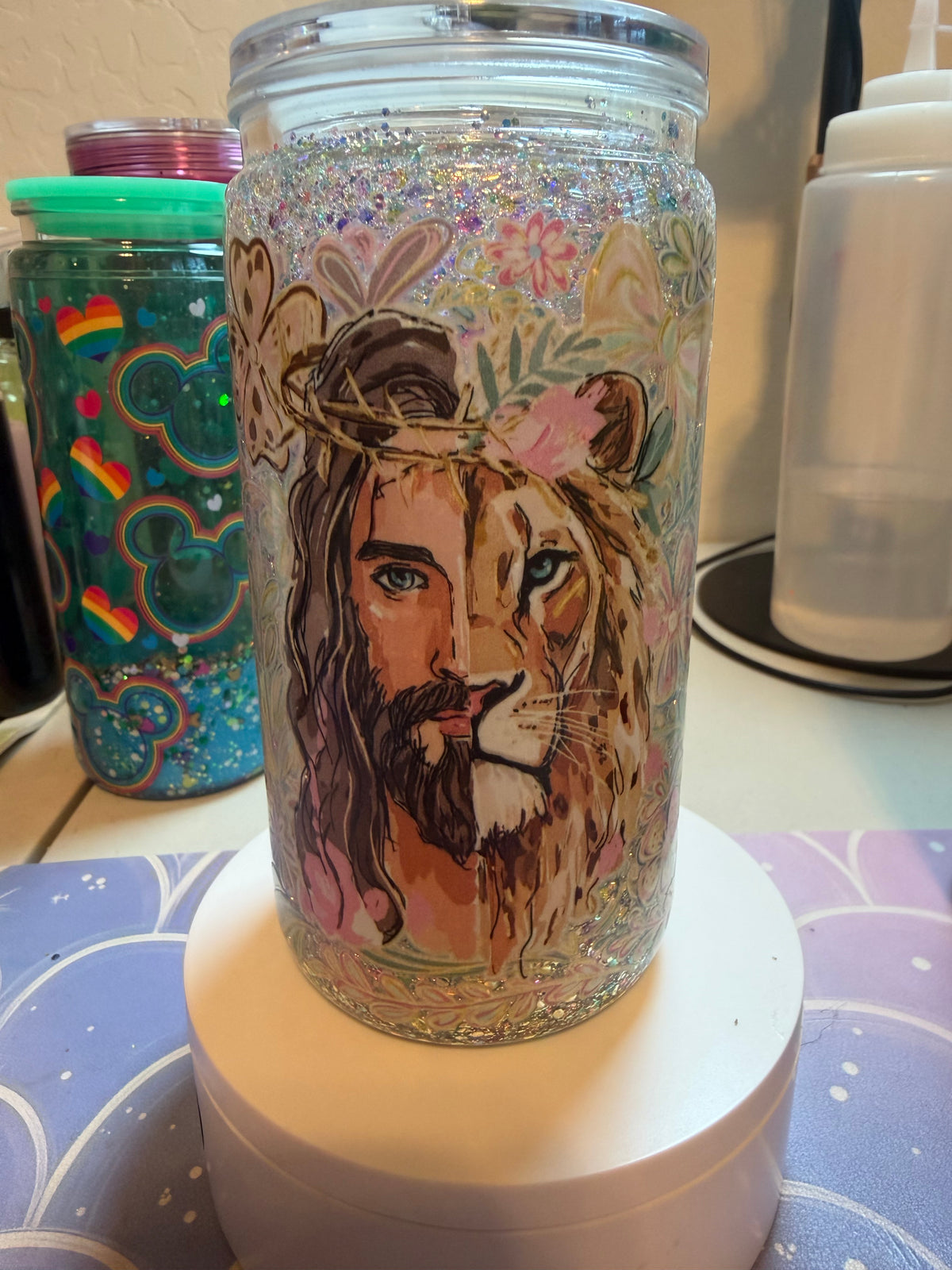 16oz  suspended glitter