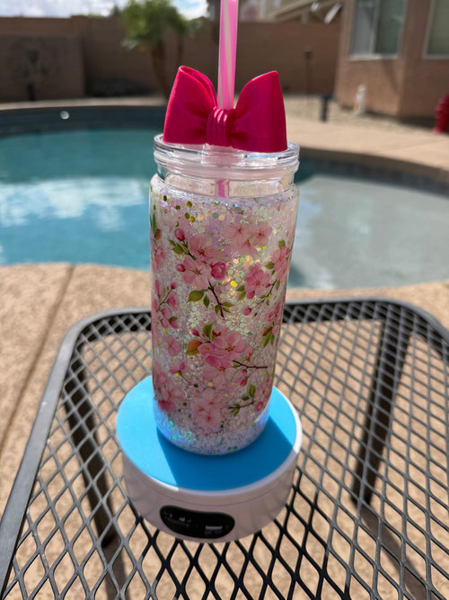 20 oz Floral Suspended Glitter