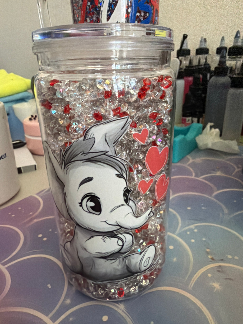 16 Oz rhinestones elephant Tumbler