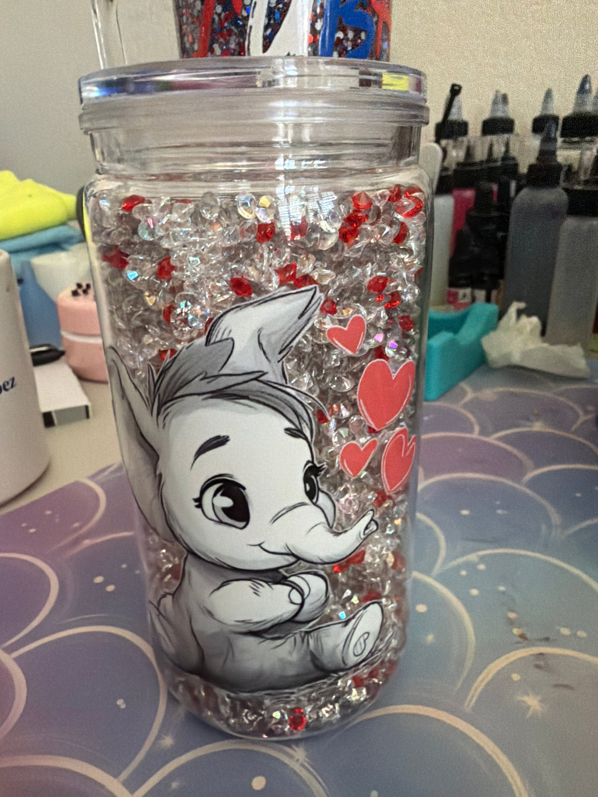 16 Oz rhinestones elephant Tumbler