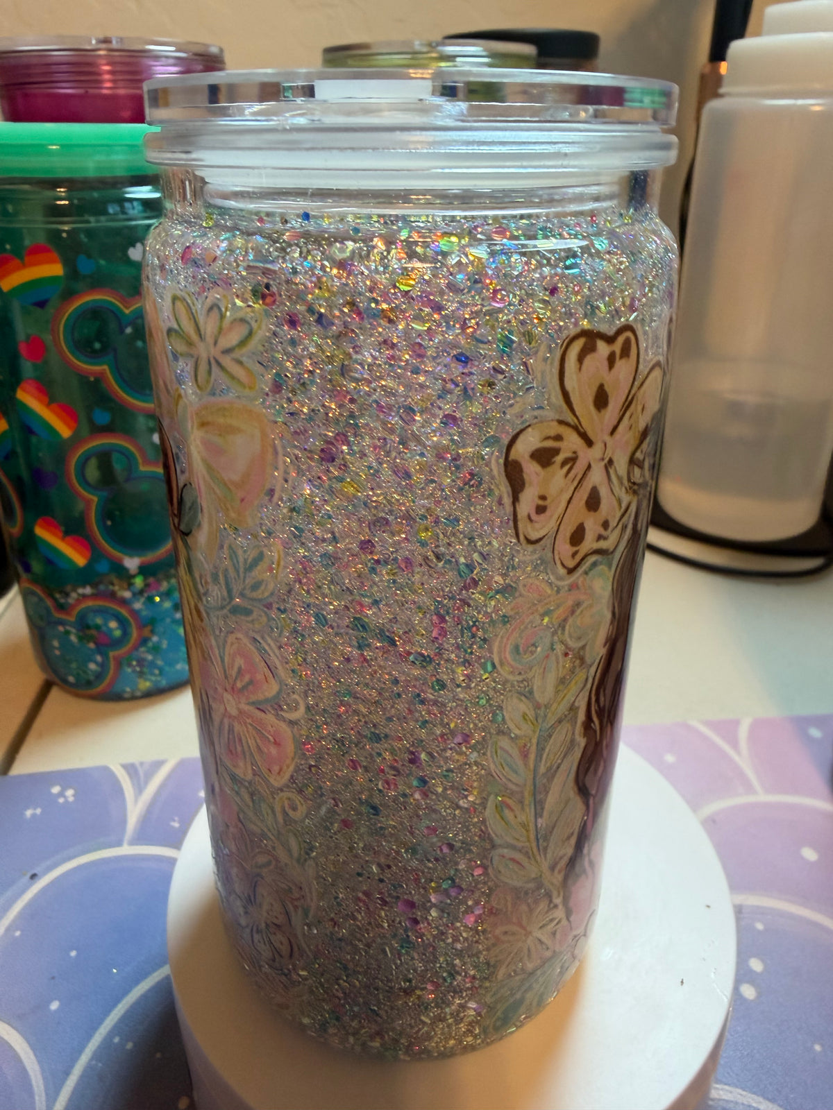 16oz  suspended glitter