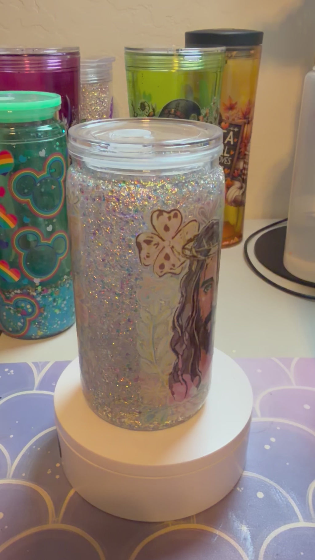 16oz  suspended glitter